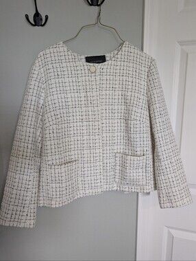 Banana Republic Single Button Boucle Jacket Tweed-Style Sz 12